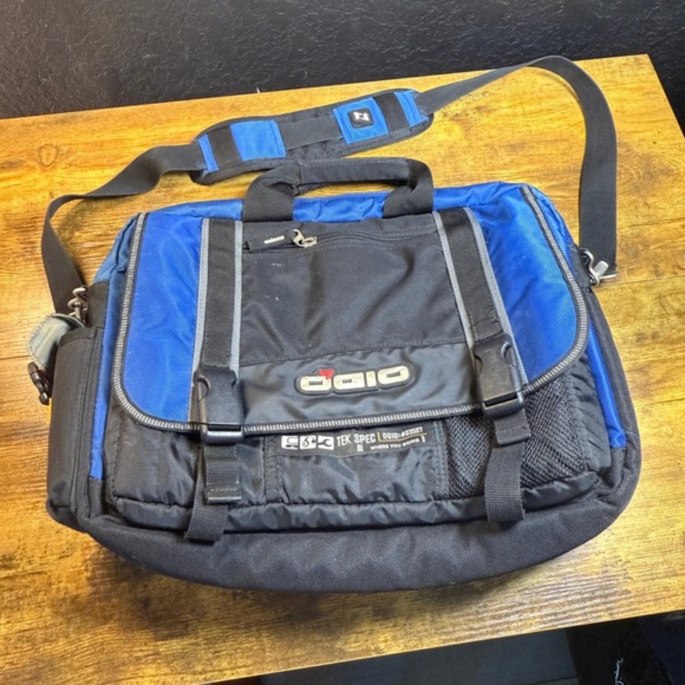 OGIO Tek Spec‎ 0910-03507 Black Blue Nylon Messenger Laptop Bag Large